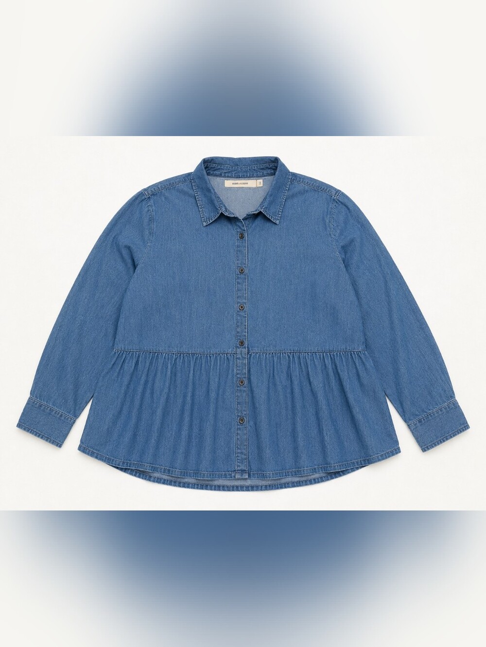 ASOS Plus Size Blue Denim Peplum Top Size 24 - Picture 3 of 5